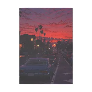 Sunset Street Gicle Print Canvas - Vintage Vibe Wall Art for Home Decor