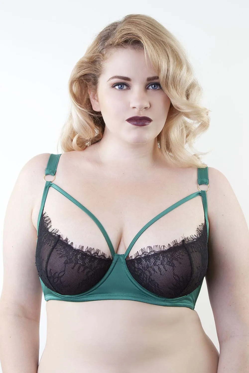 Tamara Forest Green Black Lace Curve Bra