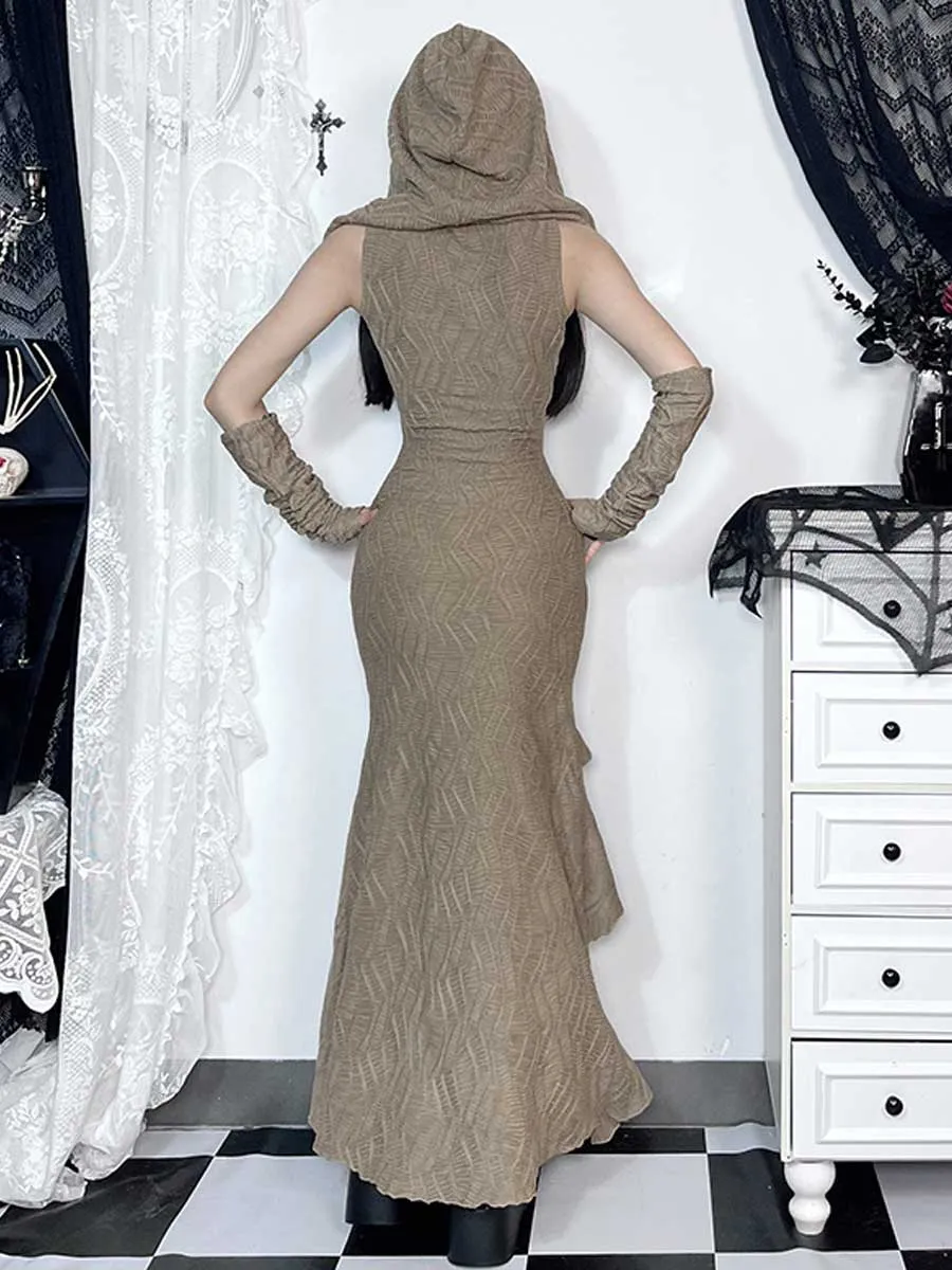 Vintage Hooded Maxi Dress