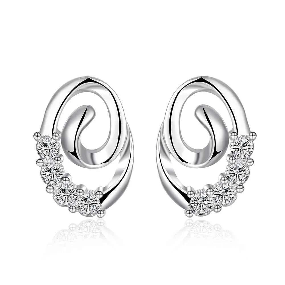 Vintage Love silver earing Snow net stud brinco 194 ELY