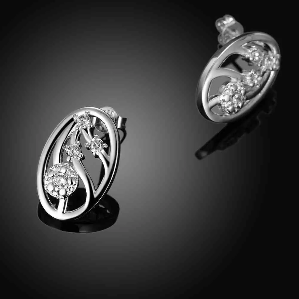Vintage Love silver earing Snow net stud brinco 194 ELY