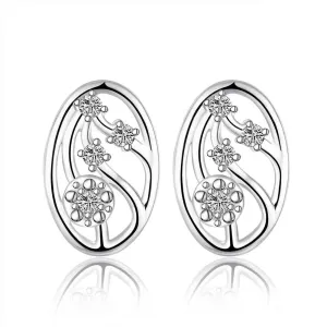 Vintage Love silver earing Snow net stud brinco 194 ELY