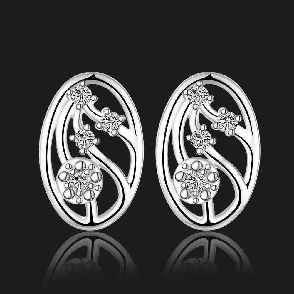 Vintage Love silver earing Snow net stud brinco 194 ELY