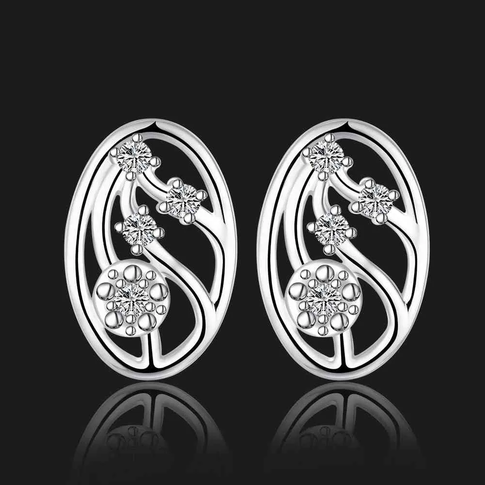 Vintage Love silver earing Snow net stud brinco 194 ELY