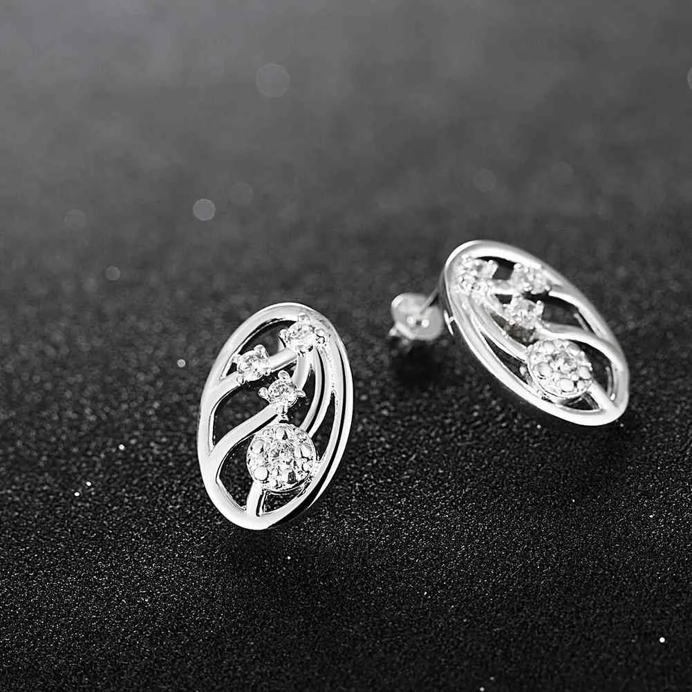 Vintage Love silver earing Snow net stud brinco 194 ELY