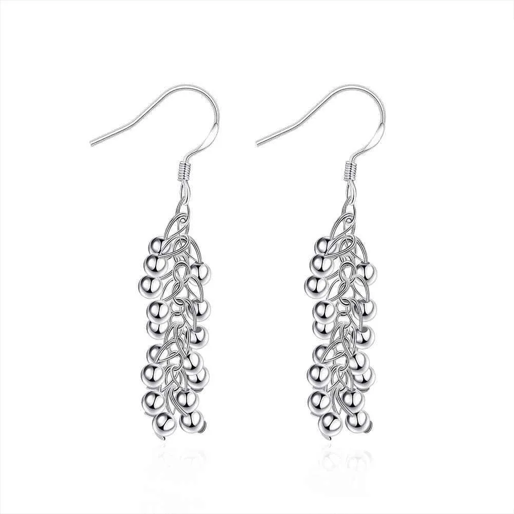 Vintage Love silver plated earrings Grape Beads drop orecchini accessories 224 ELY
