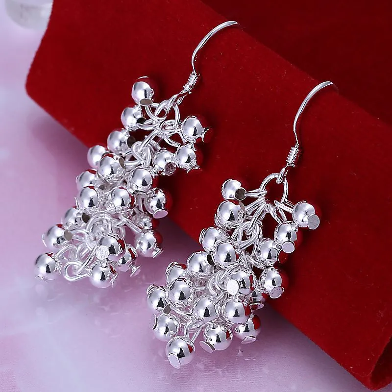 Vintage Love silver plated earrings Grape Beads drop orecchini accessories 224 ELY