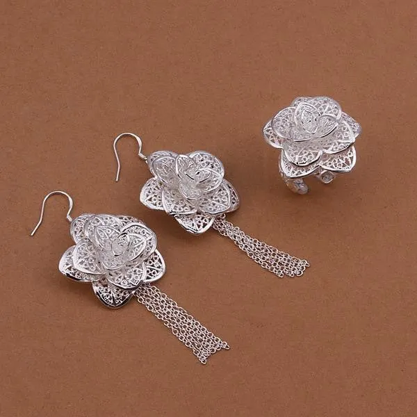 Vintage Love silver plated jewelry set Sets wedding jewelry 16 ELY