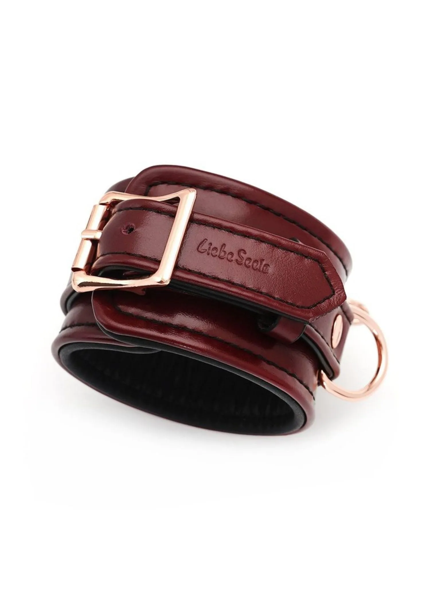 Wine Red Leather Ankle Cuff